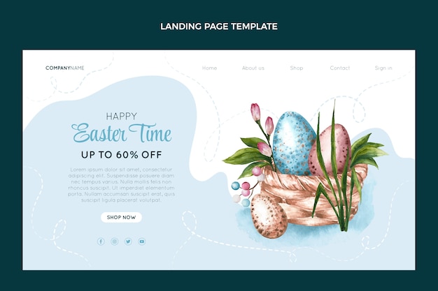 Free vector watercolor easter landing page template