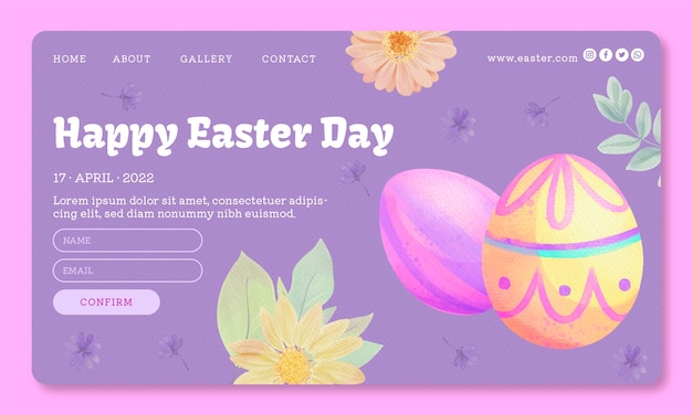 Watercolor easter landing page template