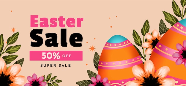 Free vector watercolor easter sale horizontal banner template