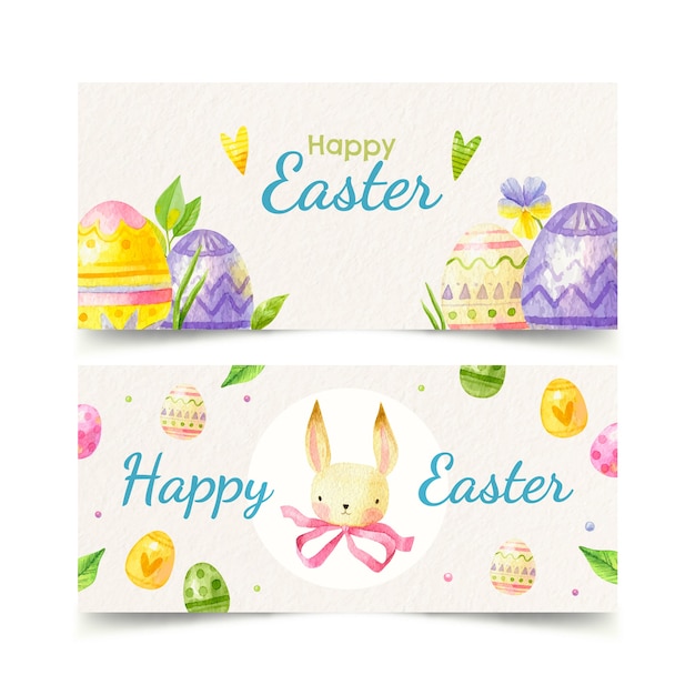 Watercolor easter sale horizontal banners set