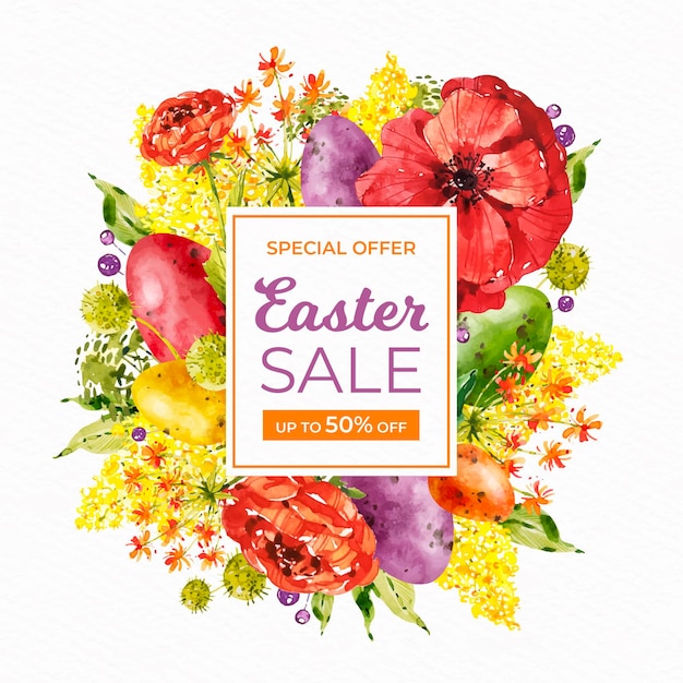 watercolor easter sale illustration