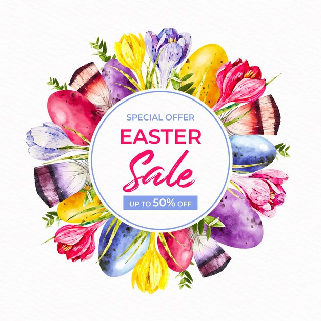 watercolor easter sale illustration