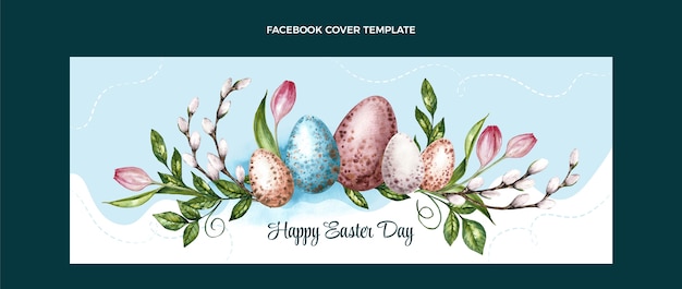 Modello di copertina dei social media di pasqua dell'acquerello