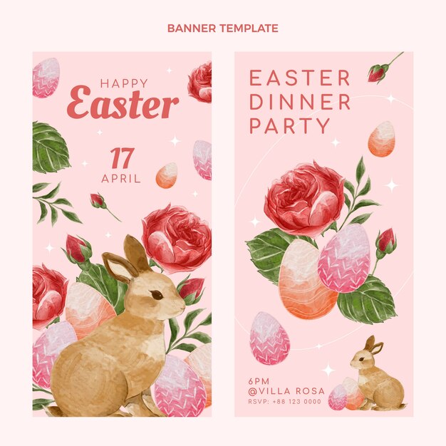 Watercolor easter vertical banners set