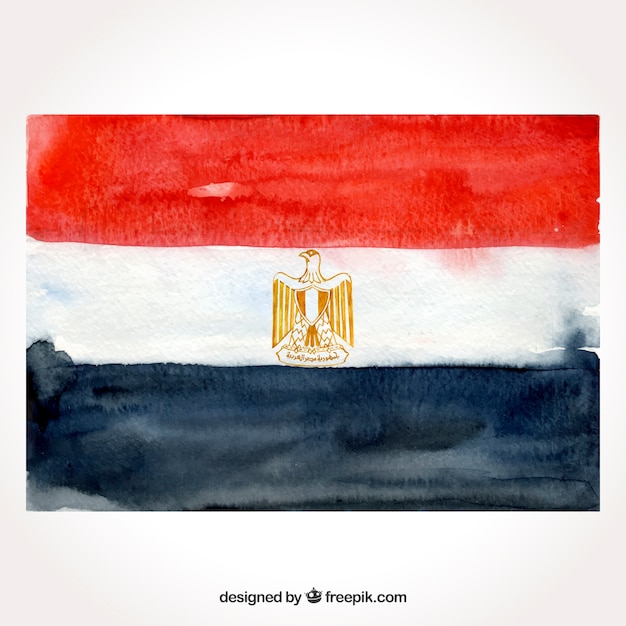 Watercolor egyptian flag compositio