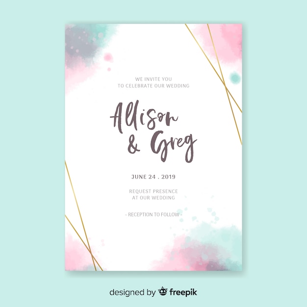 Free vector watercolor elegant invitation card template