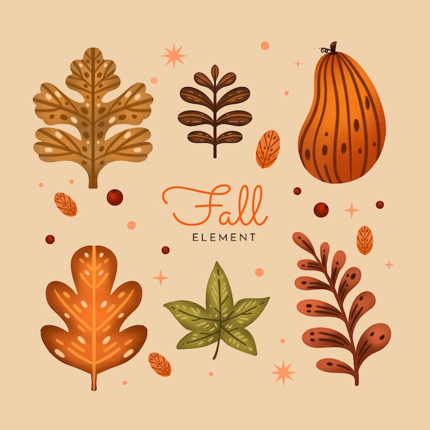 Free vector watercolor elements collection for fall season