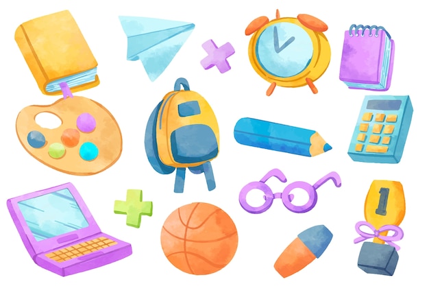 Free Vector watercolor elements collection for knowledge day celebration