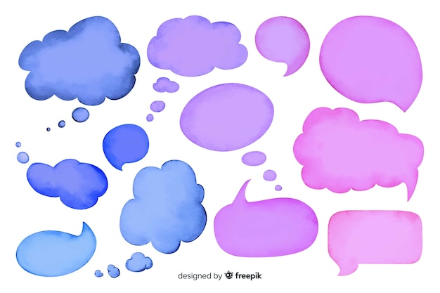 Watercolor empty speech bubble collection