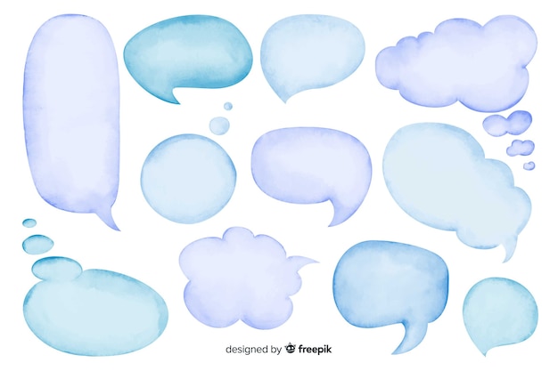 Watercolor empty speech bubble set