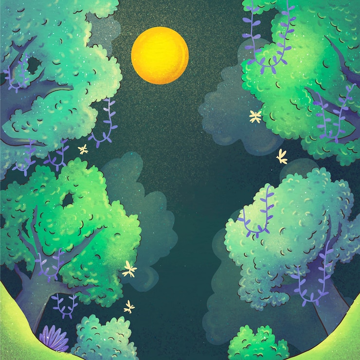Free Vector watercolor enchanted forest frame