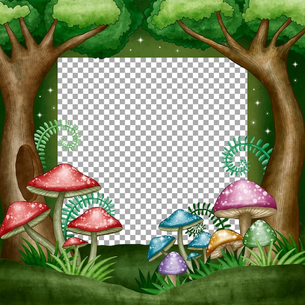 Watercolor enchanted forest frame