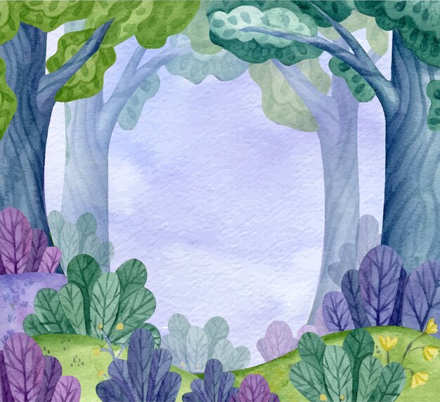 Watercolor enchanted forest illustration