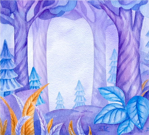 Watercolor enchanted forest illustration