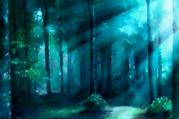 Watercolor enchanted forest illustration