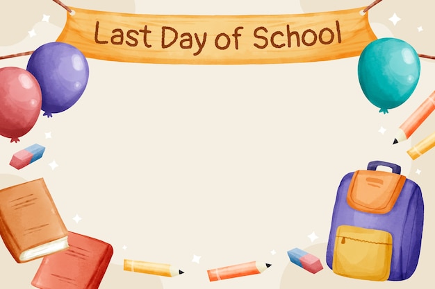 Free vector watercolor end of school background