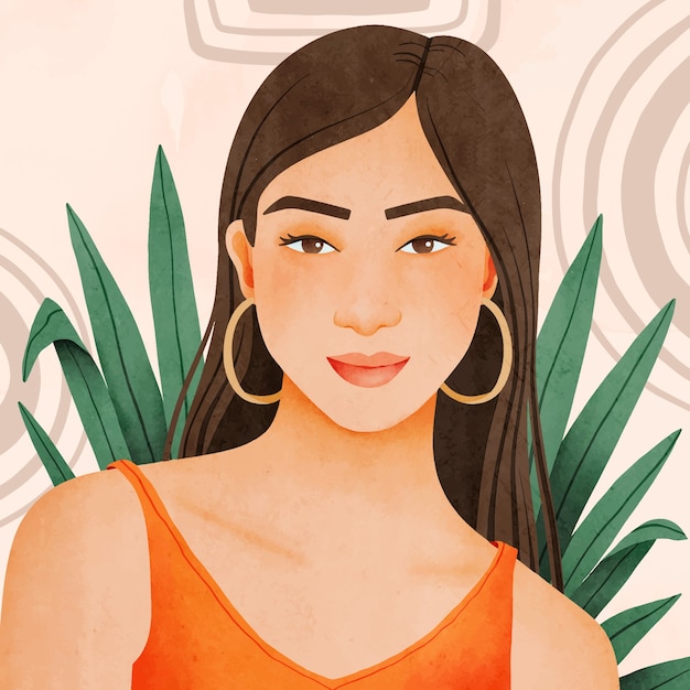 Free vector watercolor ethnic beauty illustration