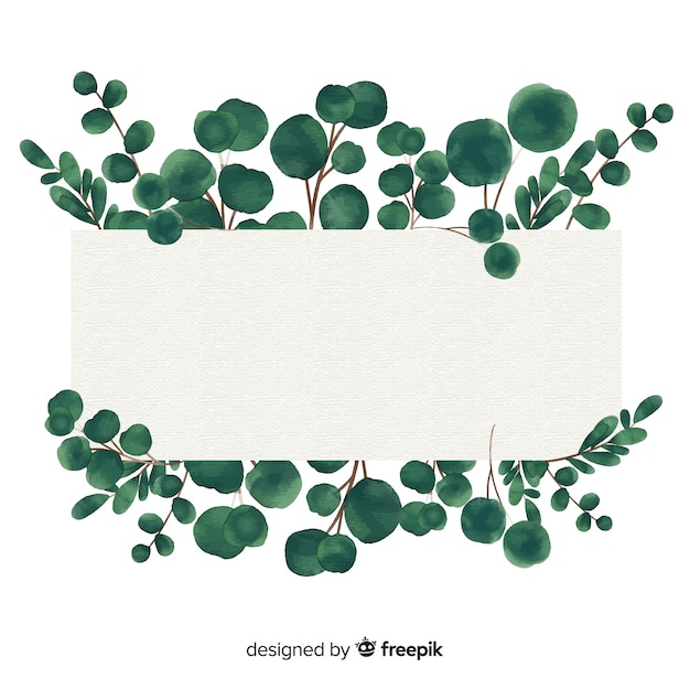 Free vector watercolor eucalyptus banner with blank banner