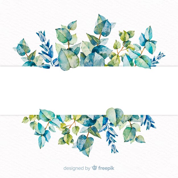 Watercolor eucalyptus banner with blank banner