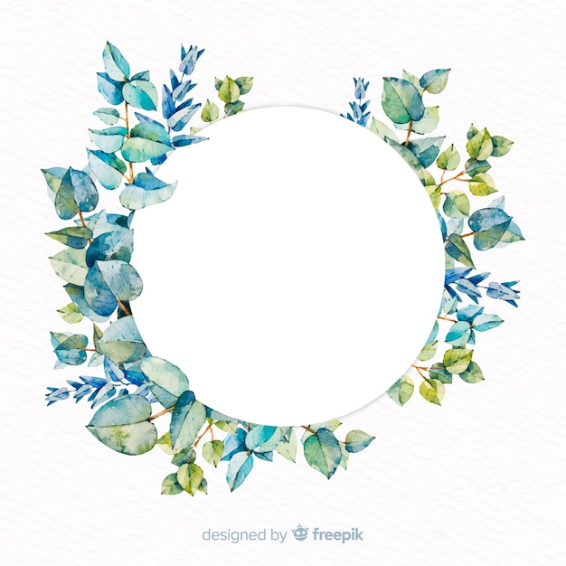 Watercolor eucalyptus banner with blank banner