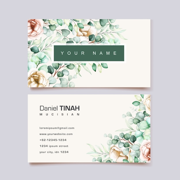 Free vector watercolor eucalyptus business card template