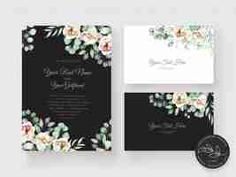 Free vector watercolor eucalyptus wedding invitation card set