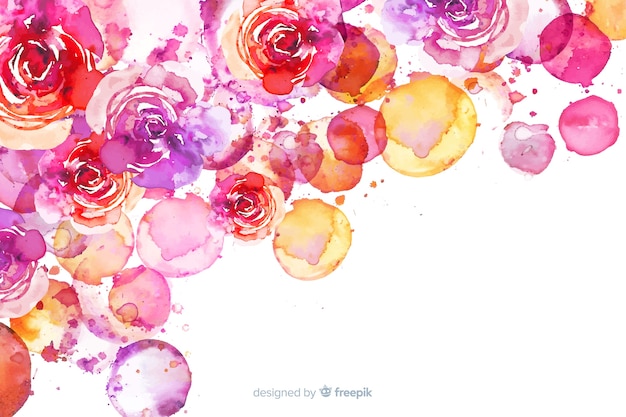 Watercolor exotic colorful floral background