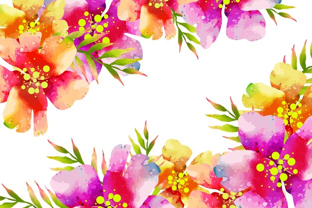 Watercolor exotic colorful floral background