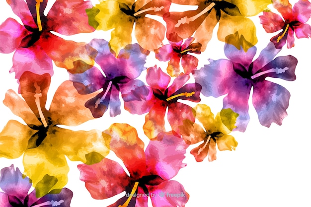 Free vector watercolor exotic colorful floral background