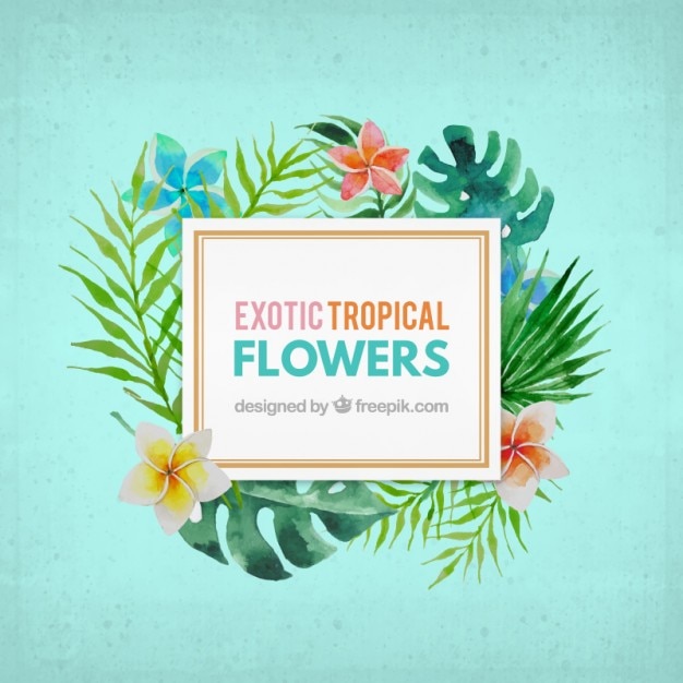 Free vector watercolor exotic flower label