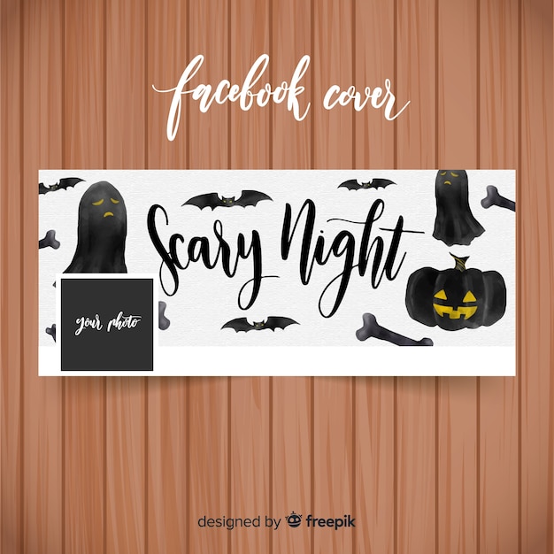 Watercolor facebook banner with halloween concept