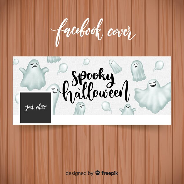 Watercolor facebook banner with halloween concept