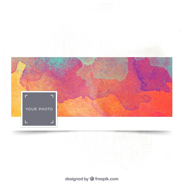 Free vector watercolor facebook cover in warm tones