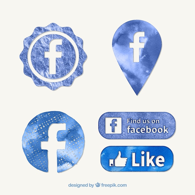 Watercolor Facebook Icons – Free Vector Download for Vector Templates