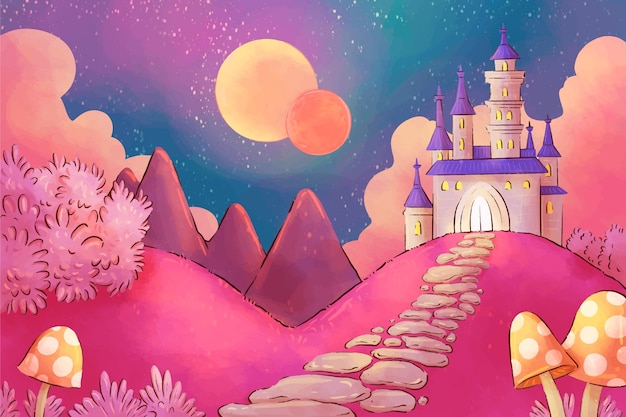 Free vector watercolor  fairytale background