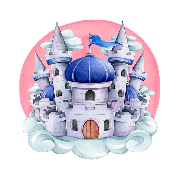 Watercolor fairytale castle