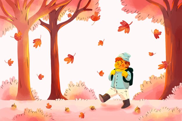 Watercolor fall season background