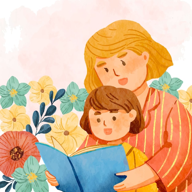 Free vector watercolor family moments illustration