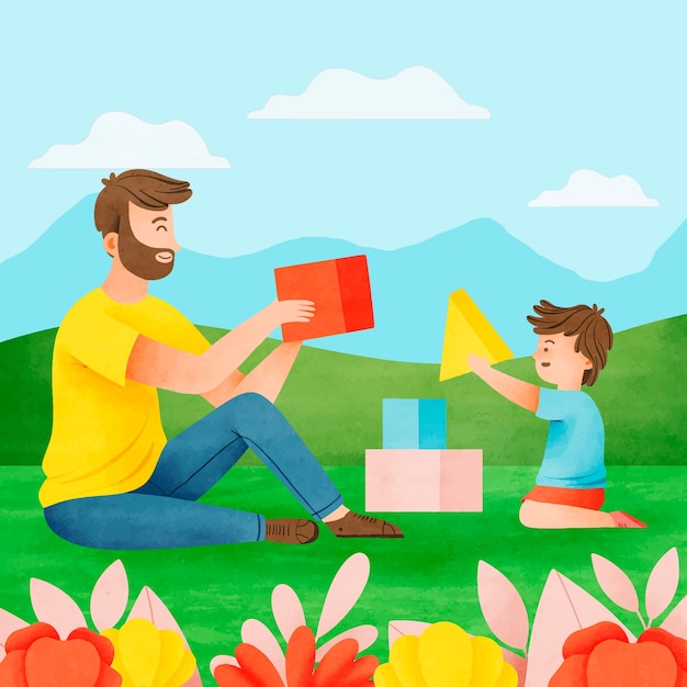 Free vector watercolor family moments illustration