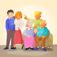 Бесплатное векторное изображение Акварельная иллюстрация воссоединения семьи