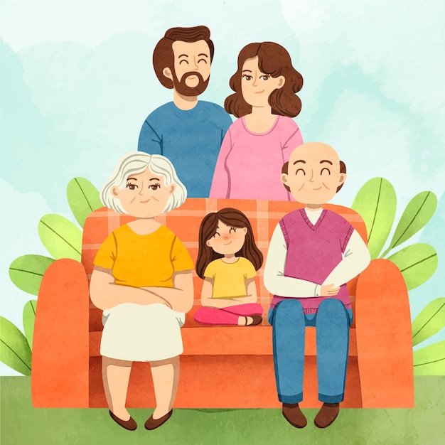 Free vector watercolor family reunion illustration