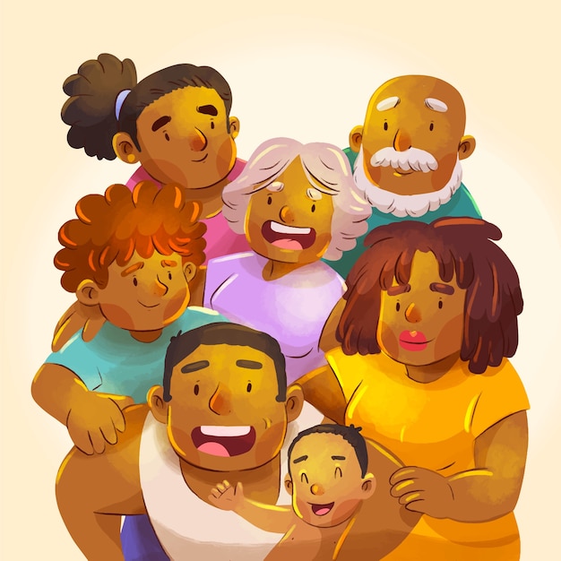 Акварельная иллюстрация воссоединения семьи
