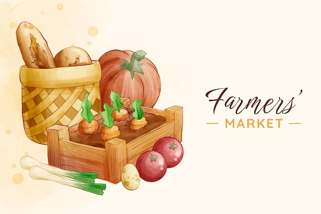 Free vector watercolor farmers market banner