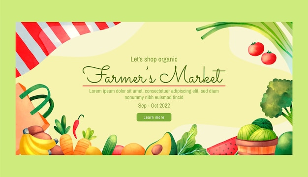 Free vector watercolor farmers market banner