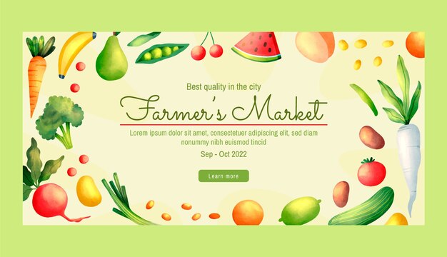 Free vector watercolor farmers market banner