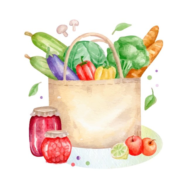 Watercolor farmers market illustration