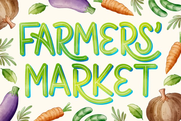 Watercolor farmers market illustration