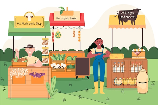 Watercolor farmers market illustration