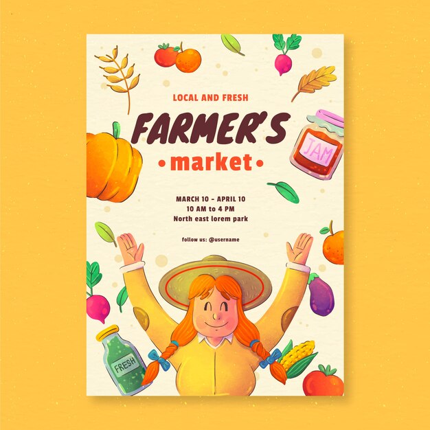 Free vector watercolor farmers market poster