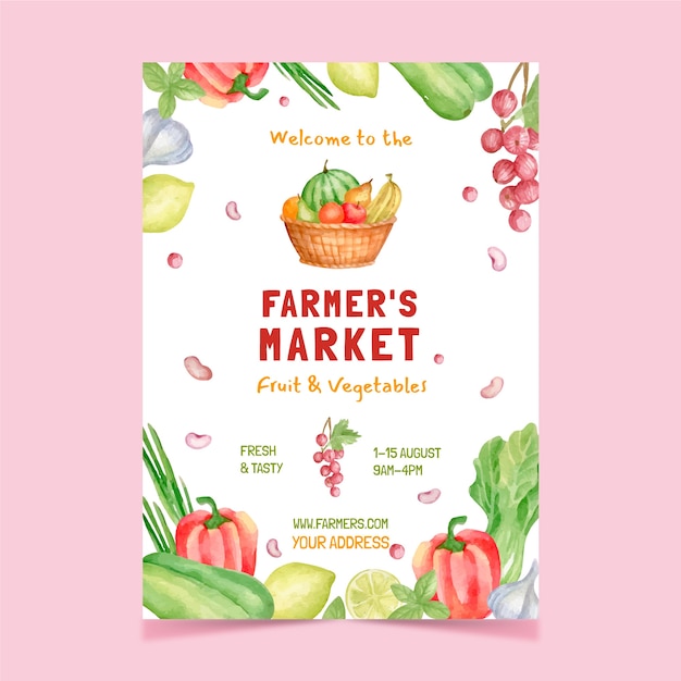 Watercolor farmers market poster